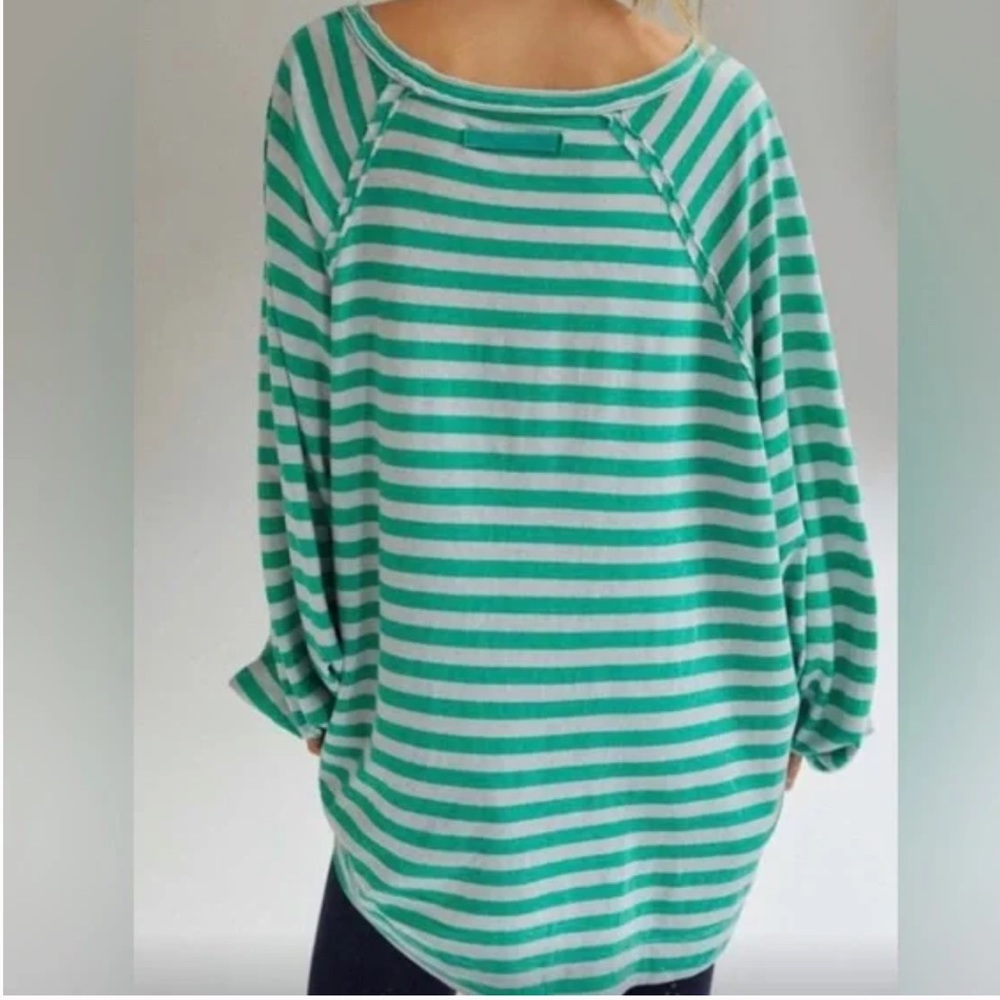 NWOT Free People FP Movement She’s Everything Green Striped Raglan Long Sleeve - Picture 9 of 9